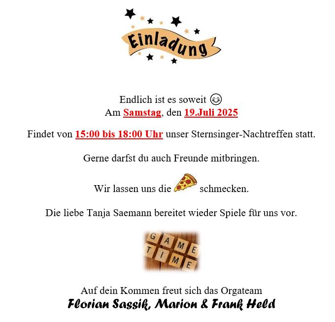 Sternsinger Nachtreffen Uffenheim